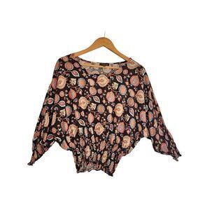 1. State floral blouson sleeve elastic rouched waist blouse NWOT size xs